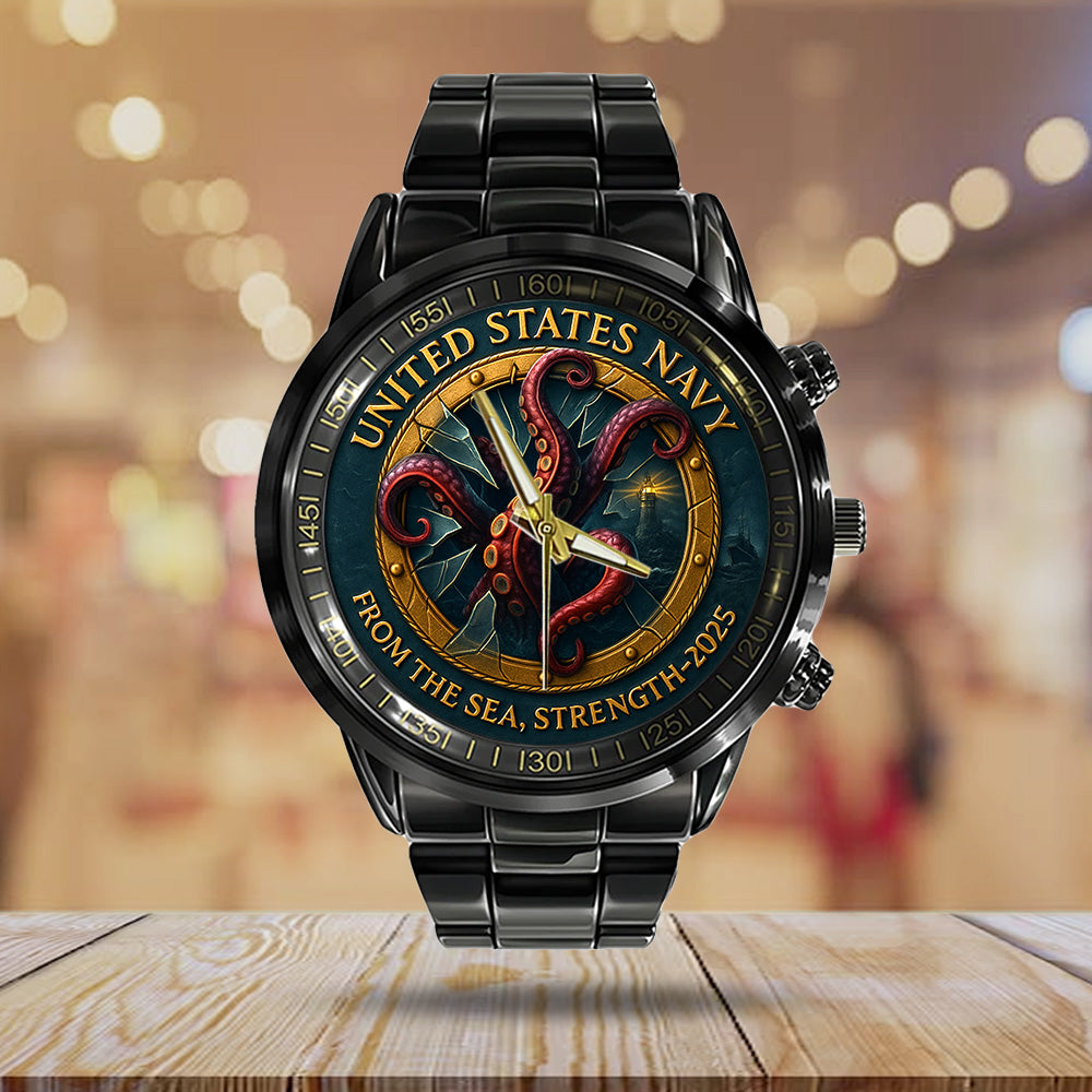 US Navy 250th Anniversary Black Stainless Steel Watch – TANTN17365