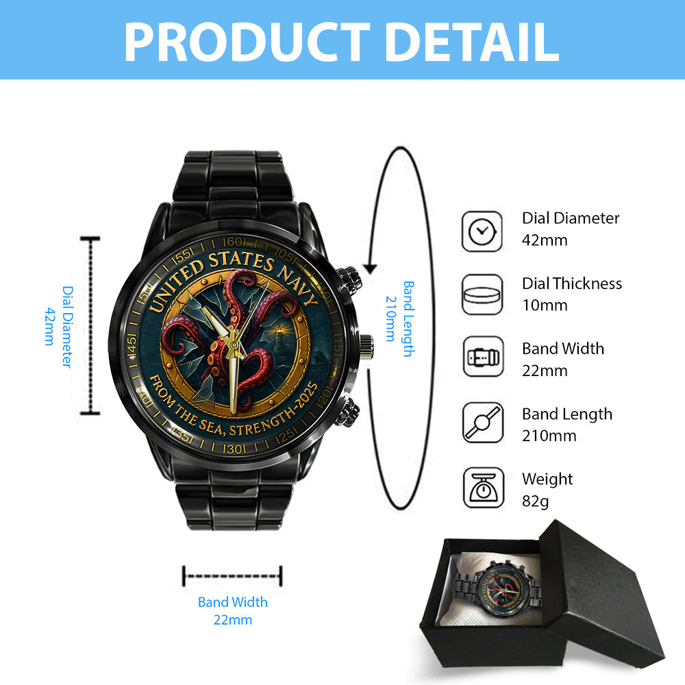 US Navy 250th Anniversary Black Stainless Steel Watch – TANTN17365