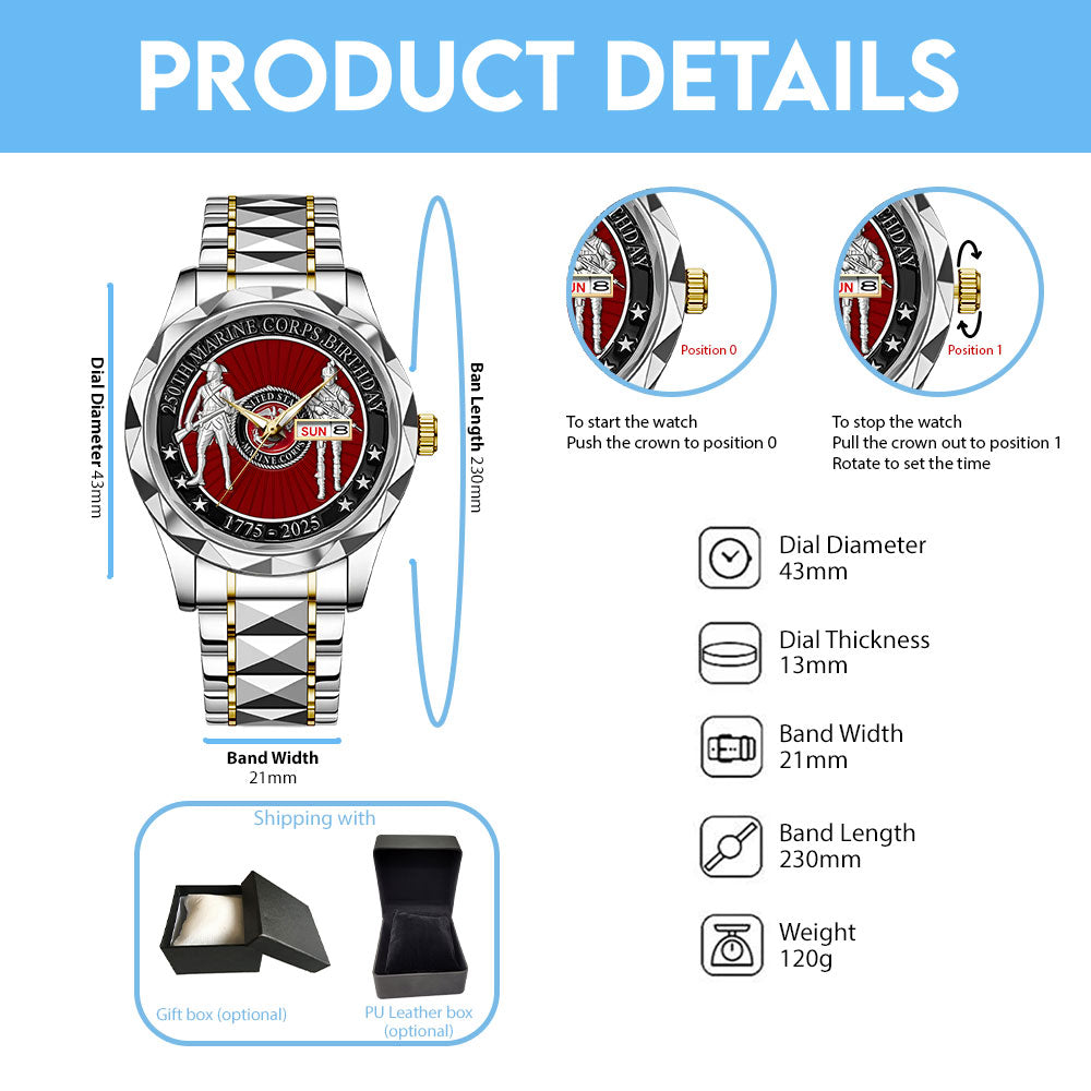 US Marine Corps Alloy Luxury Quartz Watch - TANTN 14627