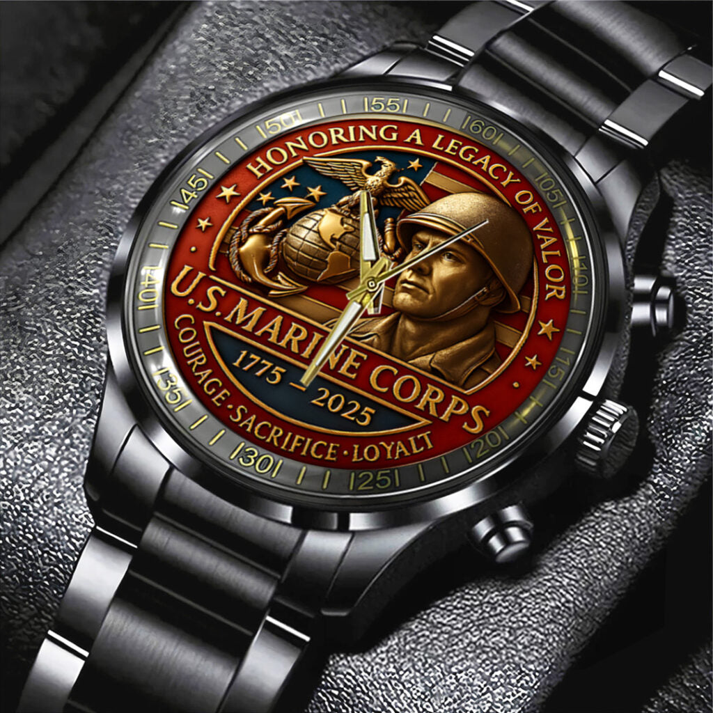 US Marine Corps Black Stainless Steel Watch - TANTN15977