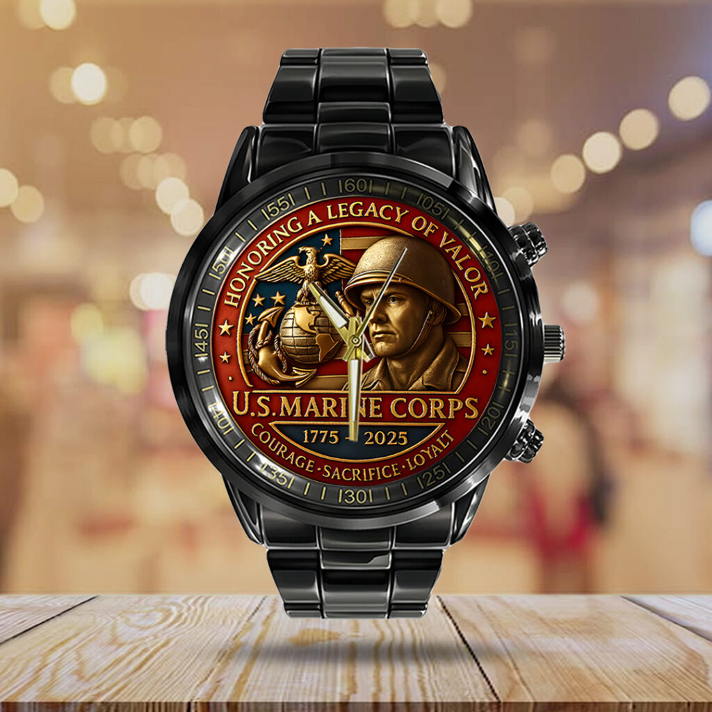 US Marine Corps Black Stainless Steel Watch - TANTN15977