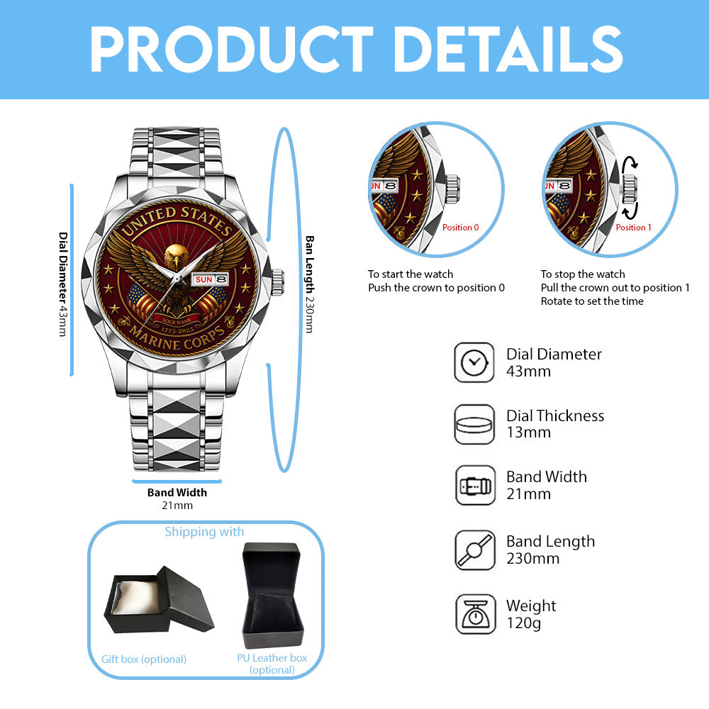 Personalized US Marine Corps Alloy Luxury Quartz Watch - TANTN 15107