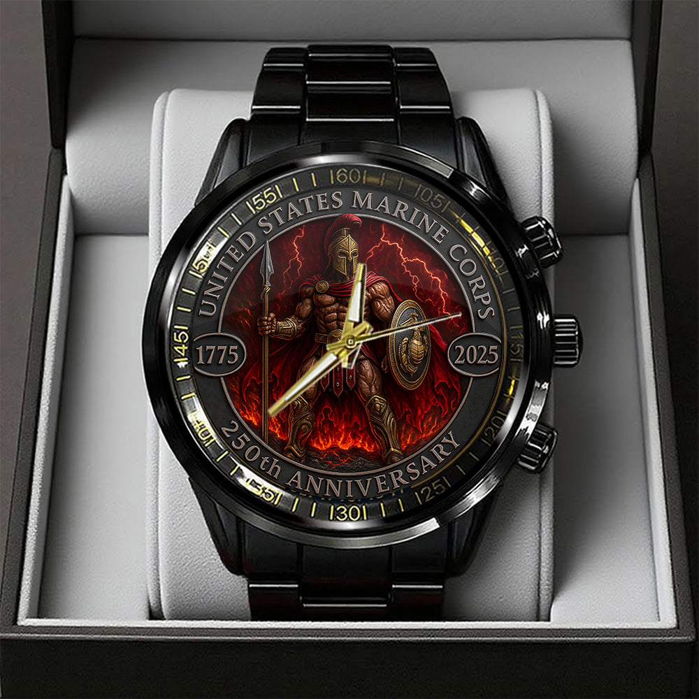 US Marine Corps Black Stainless Steel Watch - TANTN15900