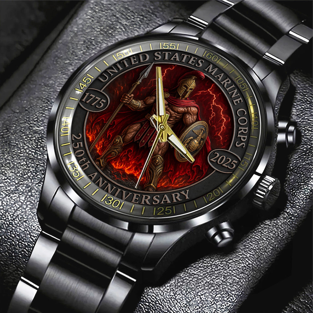 US Marine Corps Black Stainless Steel Watch - TANTN15900