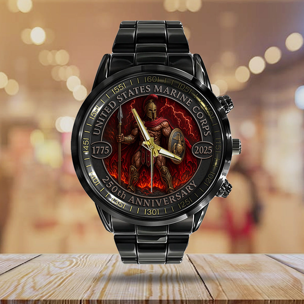 US Marine Corps Black Stainless Steel Watch - TANTN15900