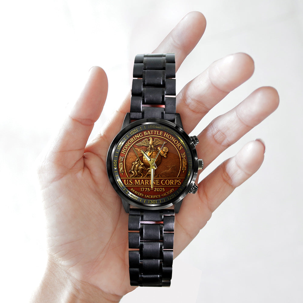 US Marine Corps Black Stainless Steel Watch - TANTN15978