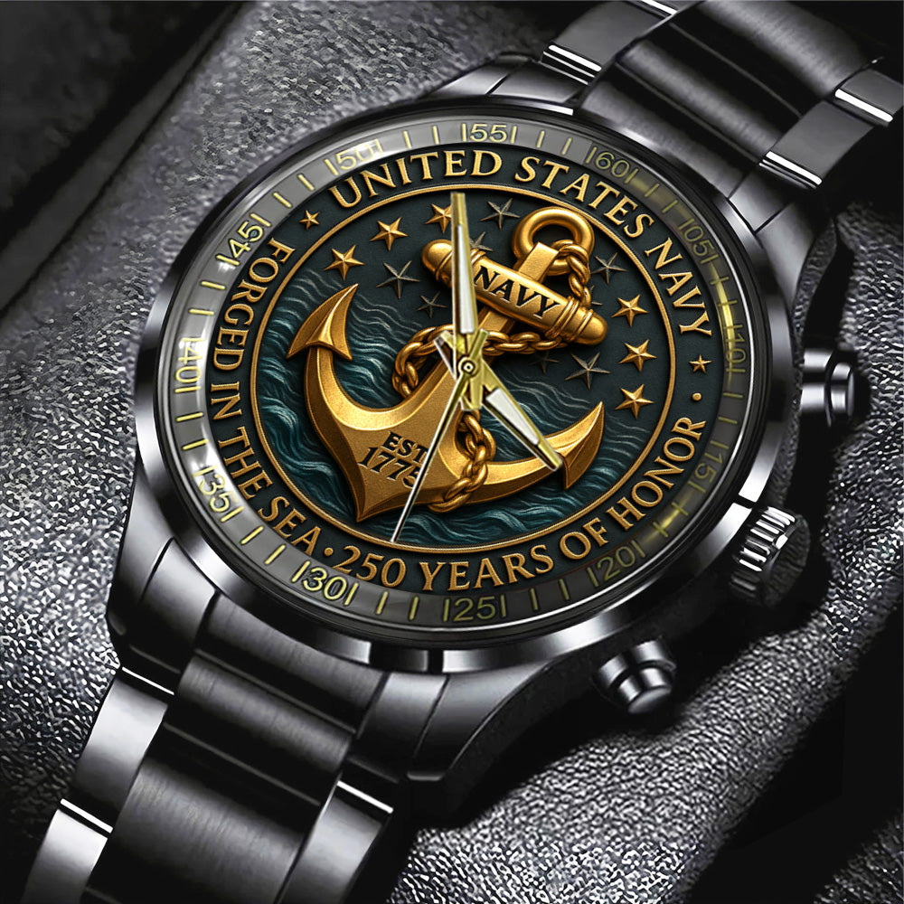 US Navy Black Stainless Steel Watch - TANTN15990
