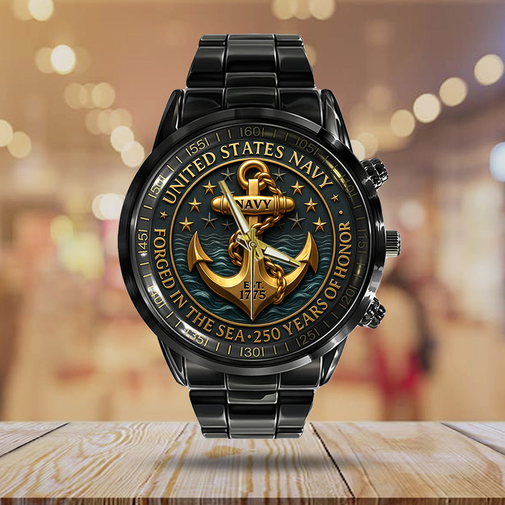 US Navy Black Stainless Steel Watch - TANTN15990