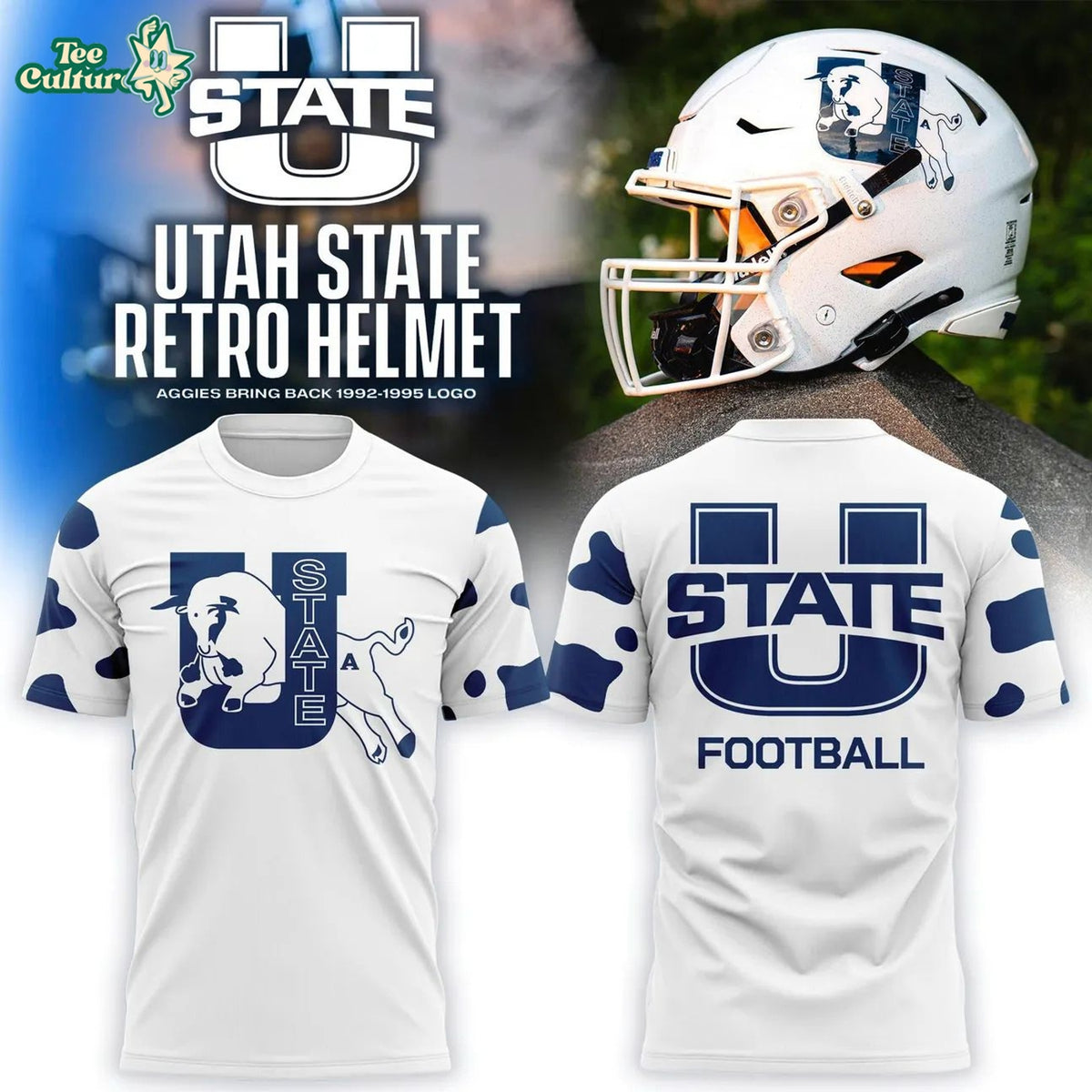 Utah State Aggies Football 1992-1995 Vintage Logo T-Shirt