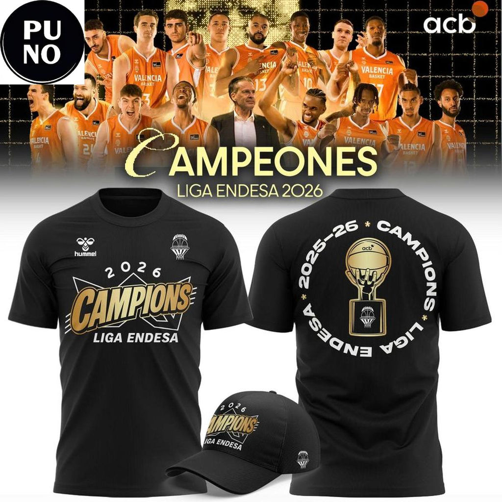 Valencia Basket 2026 Campions Liga Endesa T-Shirt