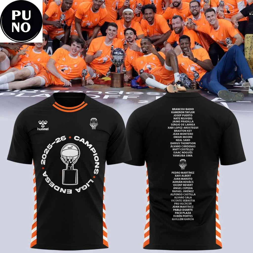 Valencia Basket 2026 Liga Endesa Champions Roster T-Shirt