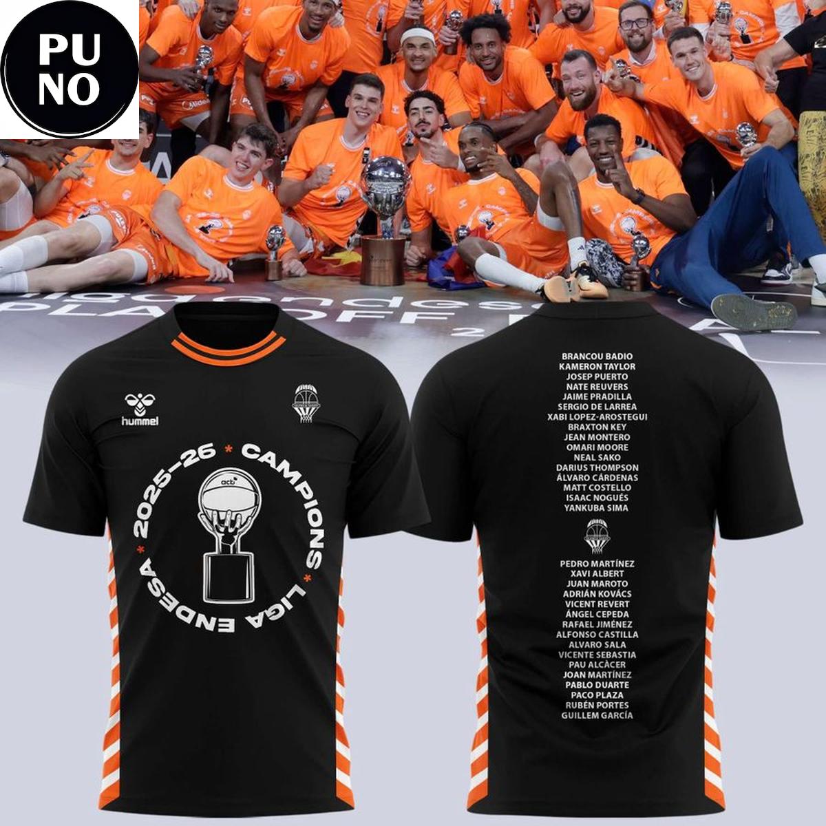 Valencia Basket 2026 Liga Endesa Champions Roster T-Shirt