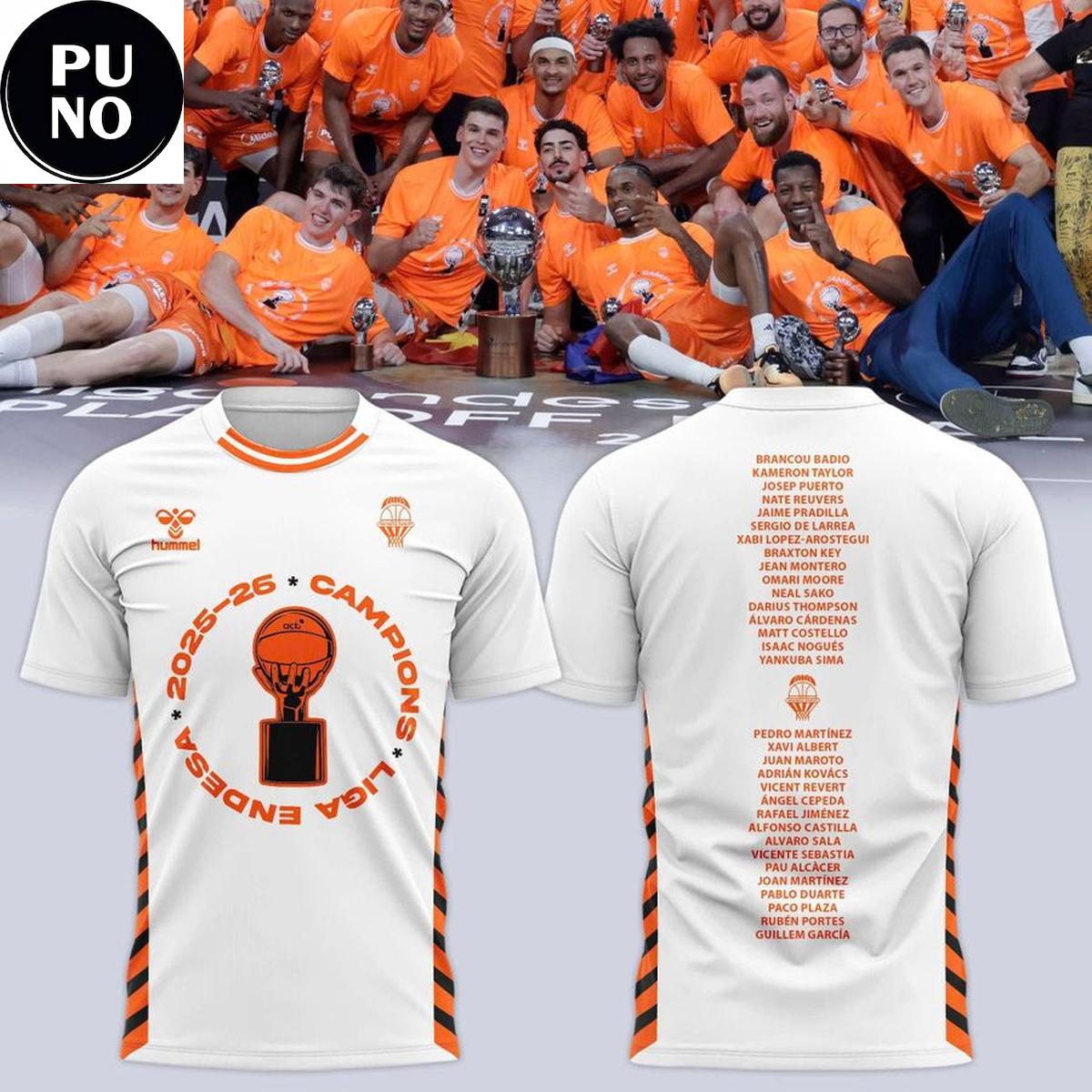 Valencia Basket 2026 Liga Endesa Champions Roster T-Shirt