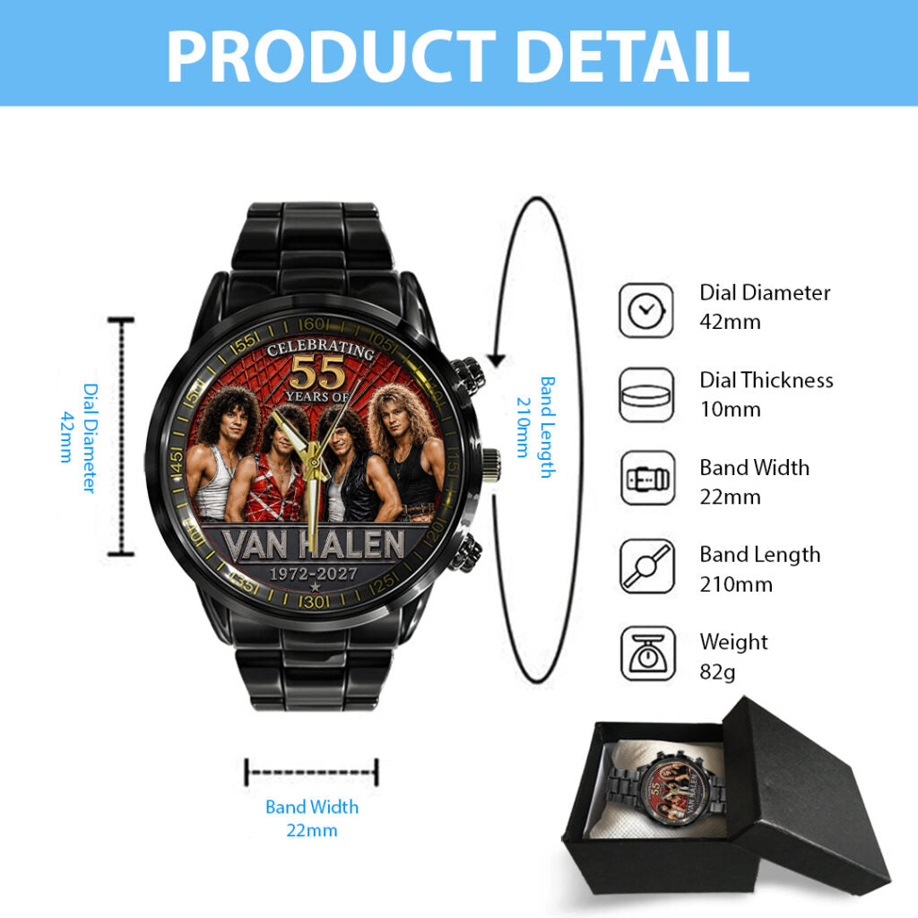Van Halen 55 Years Anniversary Black Stainless Steel Watch - TANTN24557