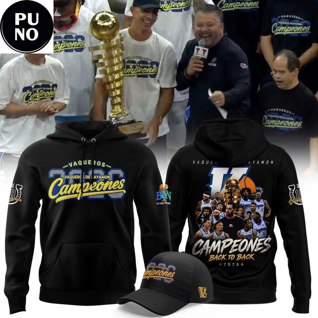 Vaqueros de Bayamon 2026 BSN Campeones Locker Room Hoodie T-Shirt