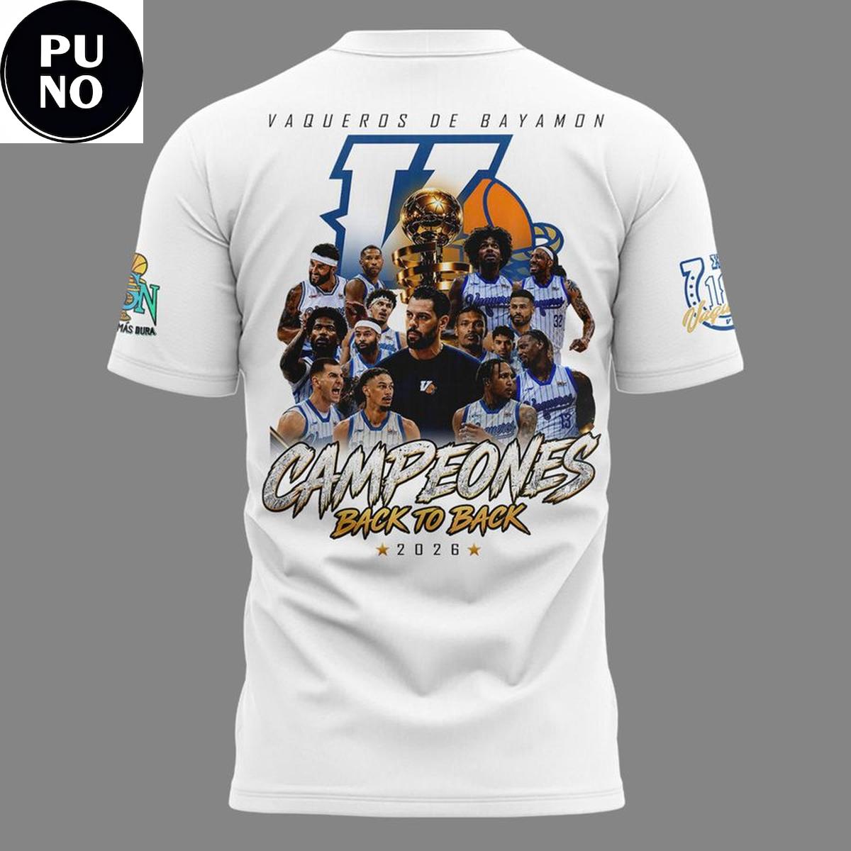 Vaqueros de Bayamon 2026 BSN Campeones Locker Room Hoodie T-Shirt