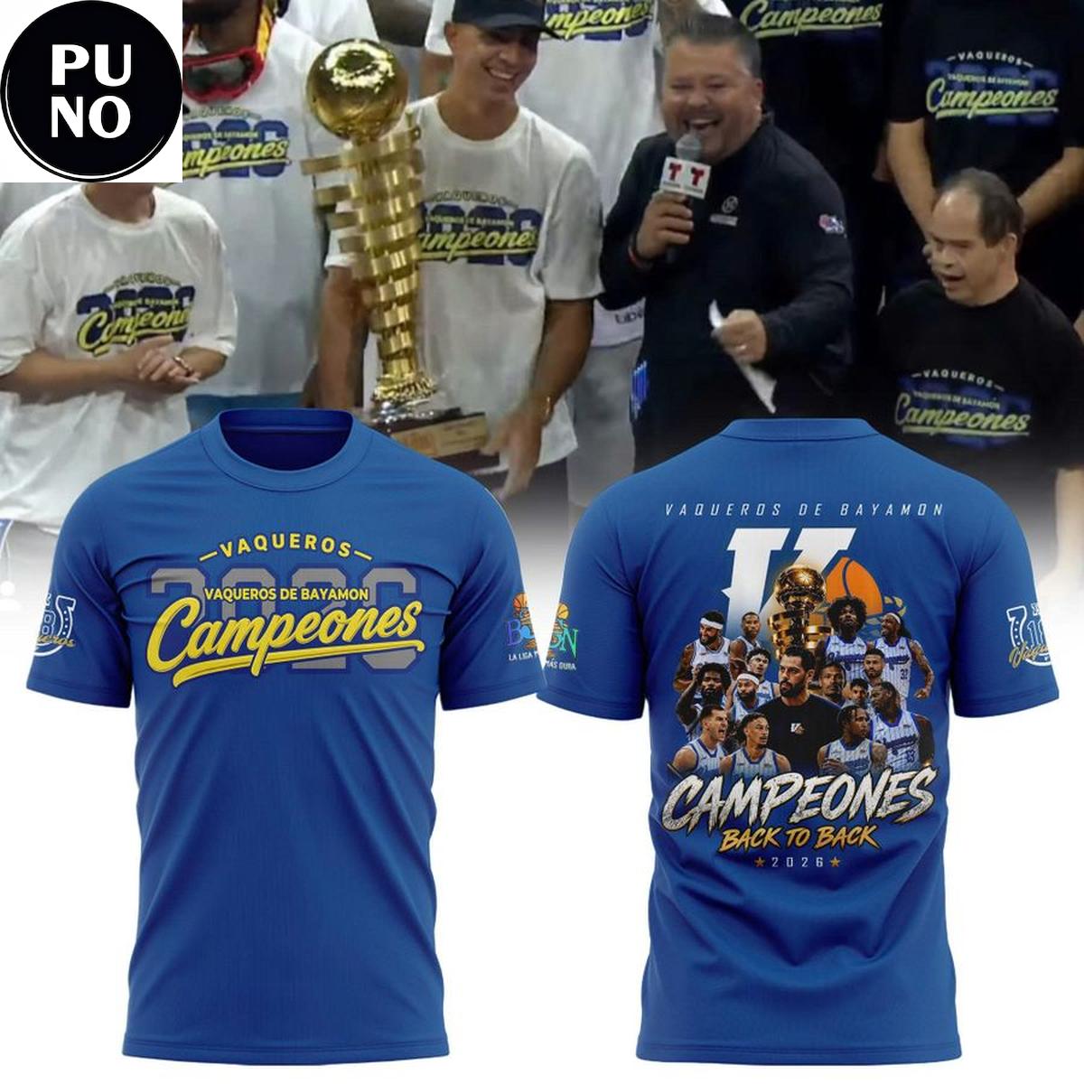Vaqueros de Bayamon 2026 BSN Campeones Locker Room Hoodie T-Shirt