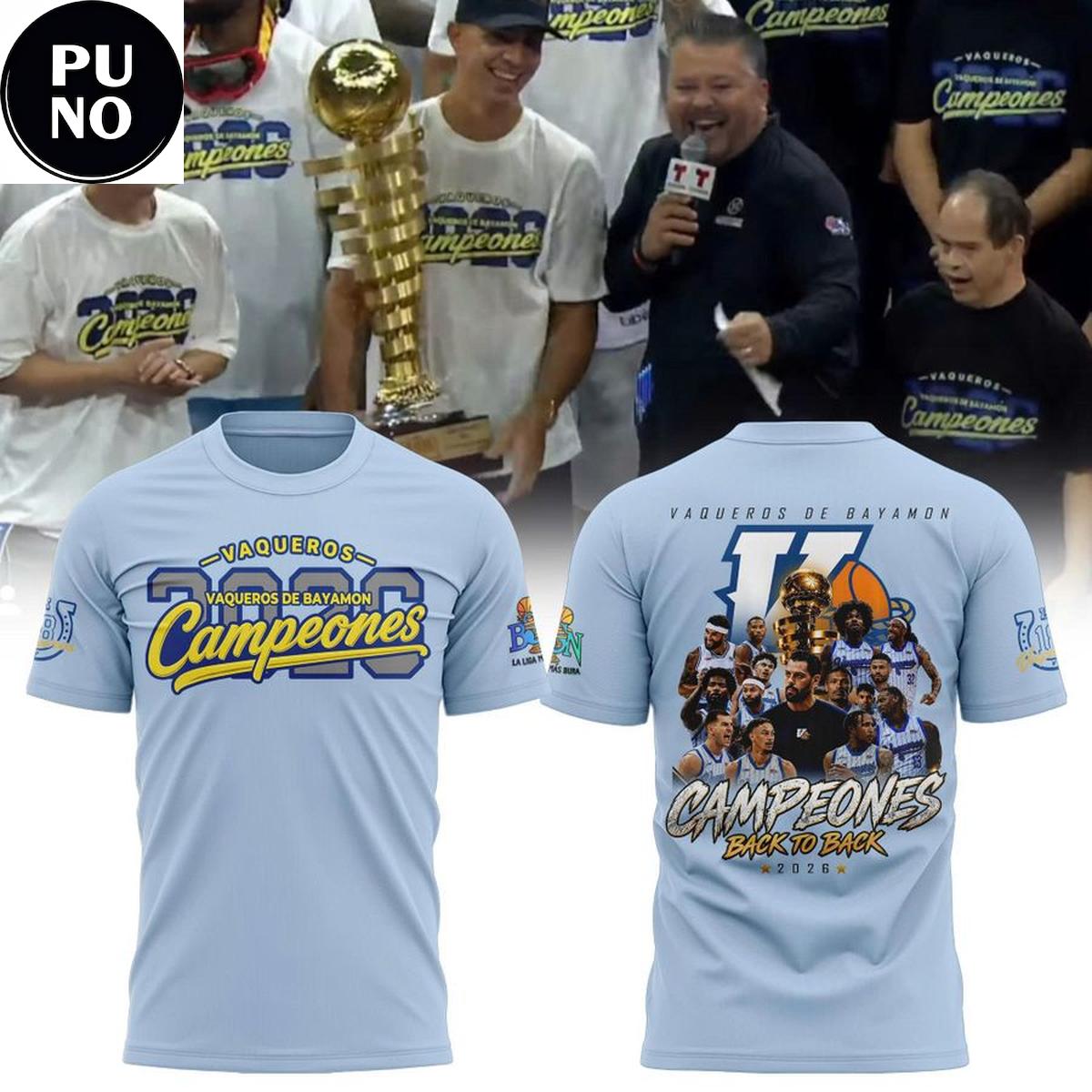 Vaqueros de Bayamon 2026 BSN Campeones Locker Room Hoodie T-Shirt