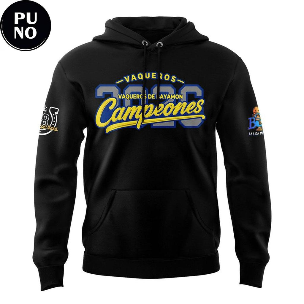 Vaqueros de Bayamon 2026 BSN Campeones Locker Room Hoodie T-Shirt