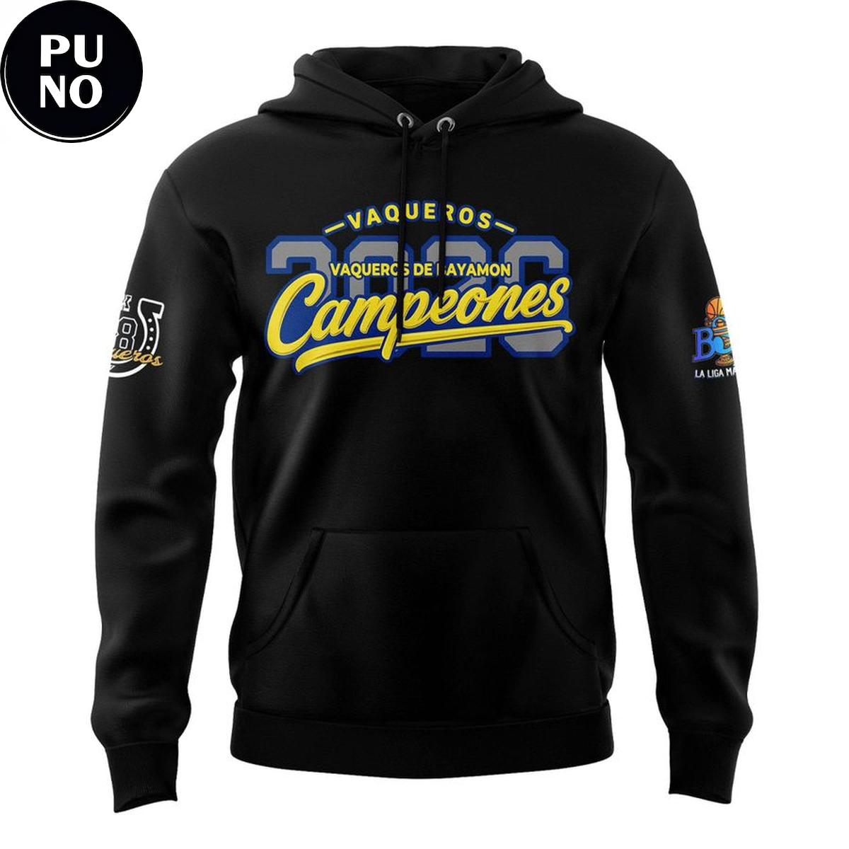Vaqueros de Bayamon 2026 BSN Campeones Locker Room Hoodie T-Shirt
