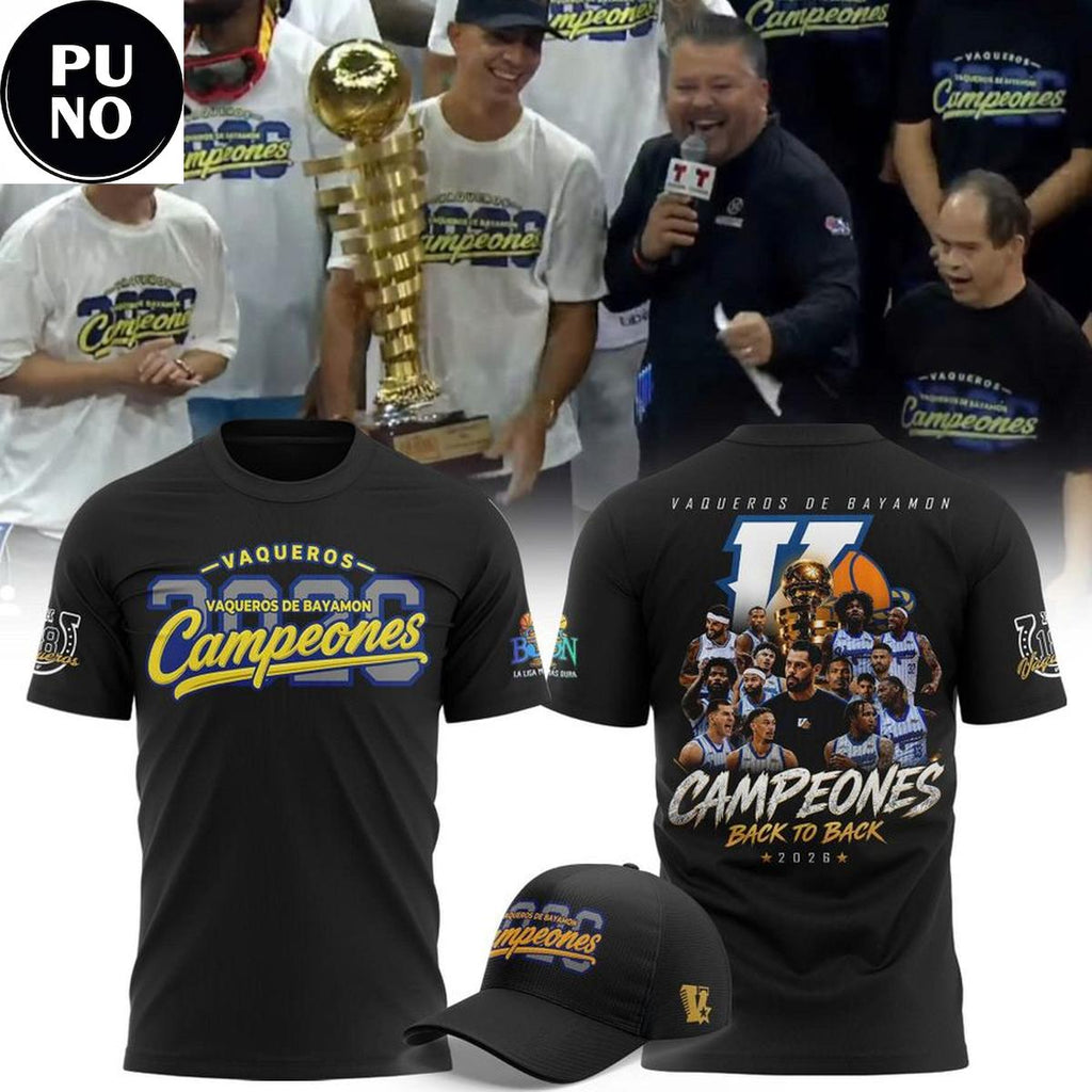 Vaqueros de Bayamon 2026 BSN Campeones Locker Room Hoodie T-Shirt