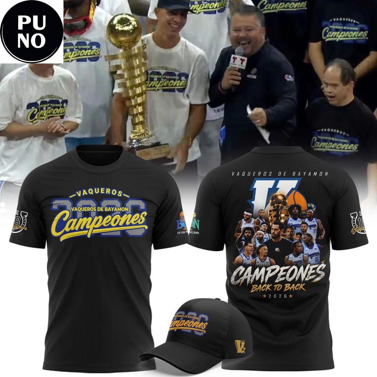 Vaqueros de Bayamon 2026 BSN Campeones Locker Room Hoodie T-Shirt