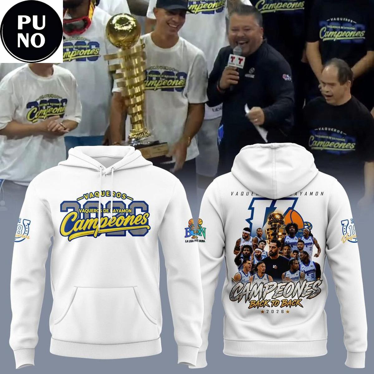 Vaqueros de Bayamon 2026 BSN Campeones Locker Room Hoodie T-Shirt