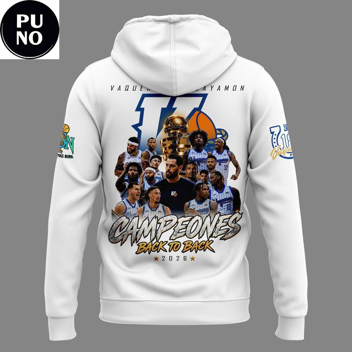 Vaqueros de Bayamon 2026 BSN Campeones Locker Room Hoodie T-Shirt