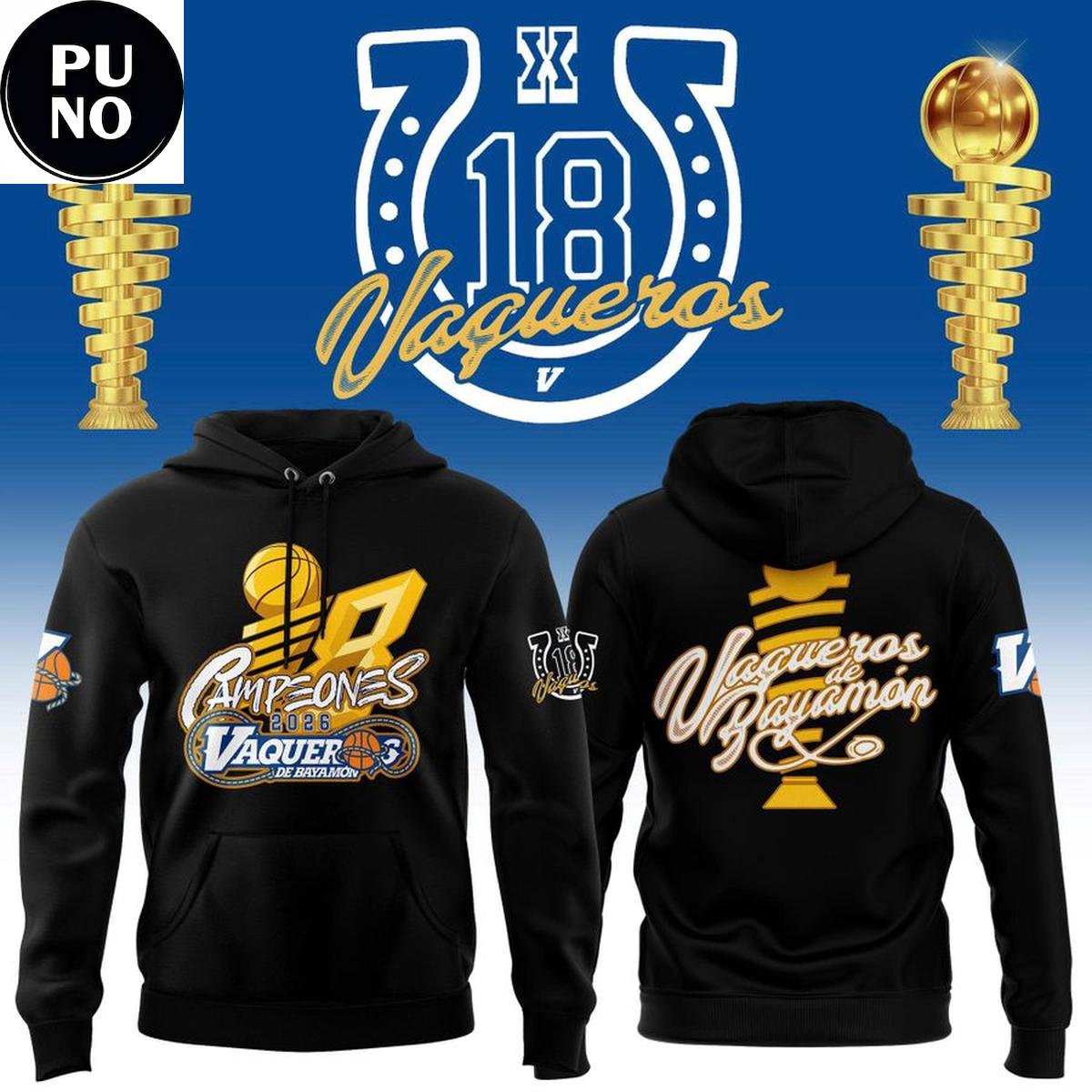Vaqueros de Bayamon 2026 Baloncesto Superior Nacional Campeones Hoodie T-Shirt