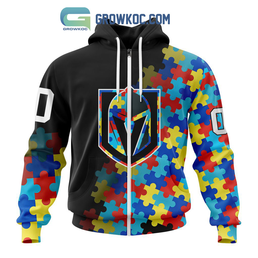 Vegas Golden Knights Puzzle Design Autism Awareness Personalized Hoodie Shirts