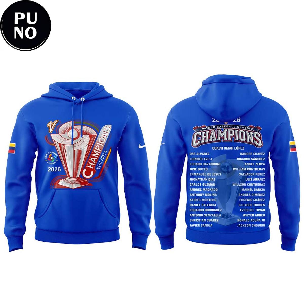 Venezuela Baseball 2026 World Baseball Classic Champions Locker Room Hoodie T-Shirt