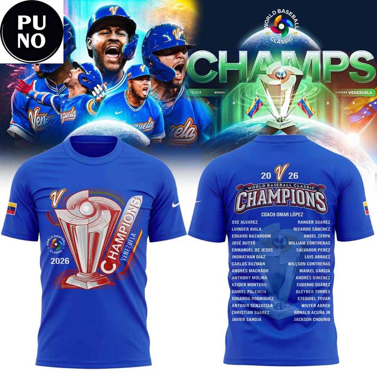 Venezuela Baseball 2026 World Baseball Classic Champions Locker Room Hoodie T-Shirt
