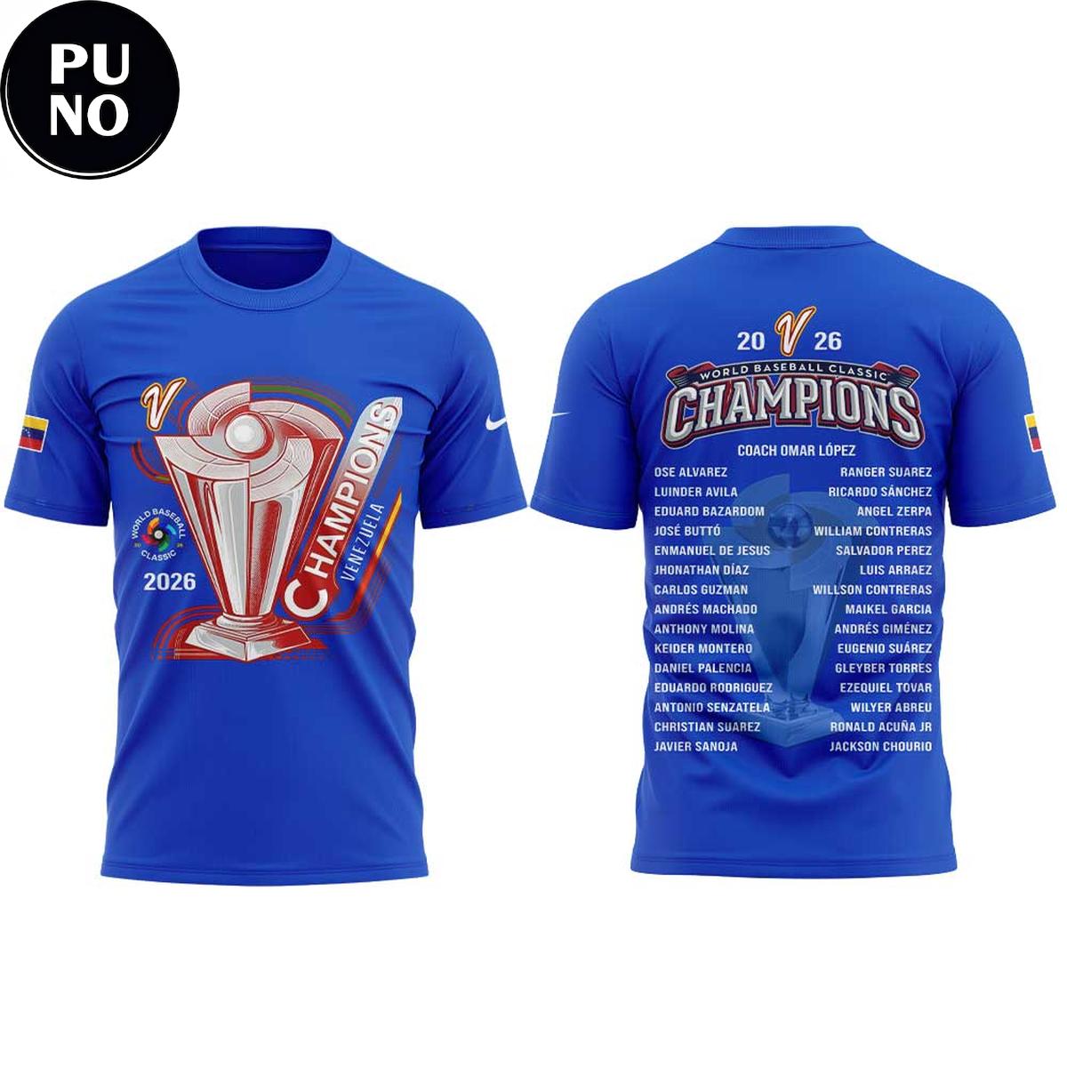 Venezuela Baseball 2026 World Baseball Classic Champions Locker Room Hoodie T-Shirt