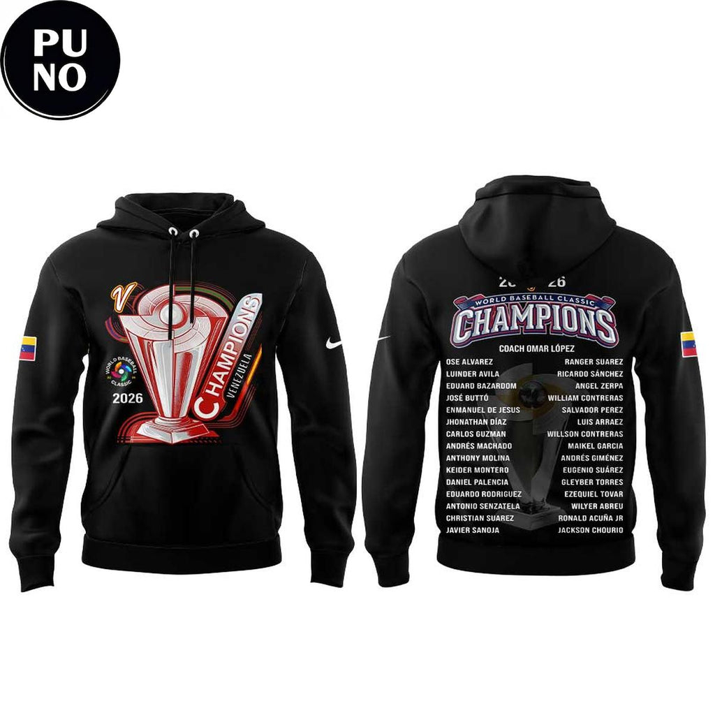 Venezuela Baseball 2026 World Baseball Classic Champions Locker Room Hoodie T-Shirt