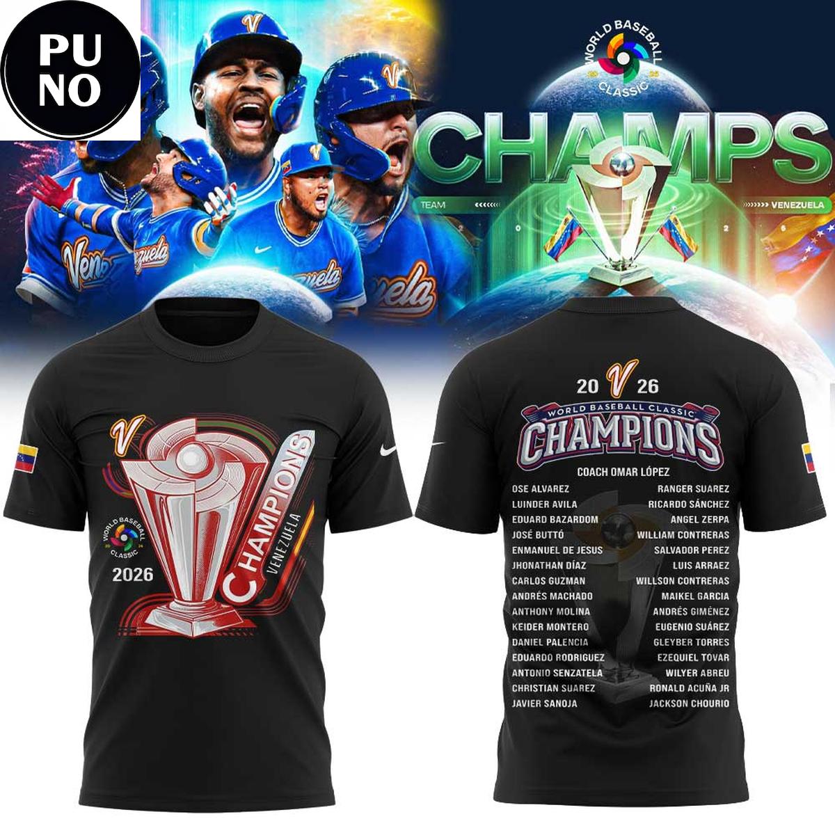 Venezuela Baseball 2026 World Baseball Classic Champions Locker Room Hoodie T-Shirt