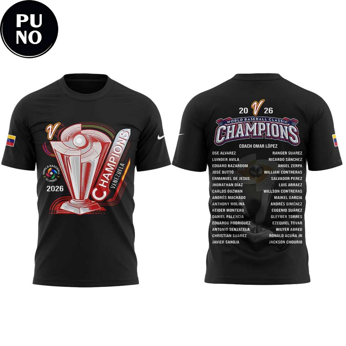 Venezuela Baseball 2026 World Baseball Classic Champions Locker Room Hoodie T-Shirt