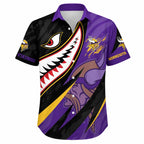 Bold Shark Graphic Minnesota Vikings Aloha Shirt