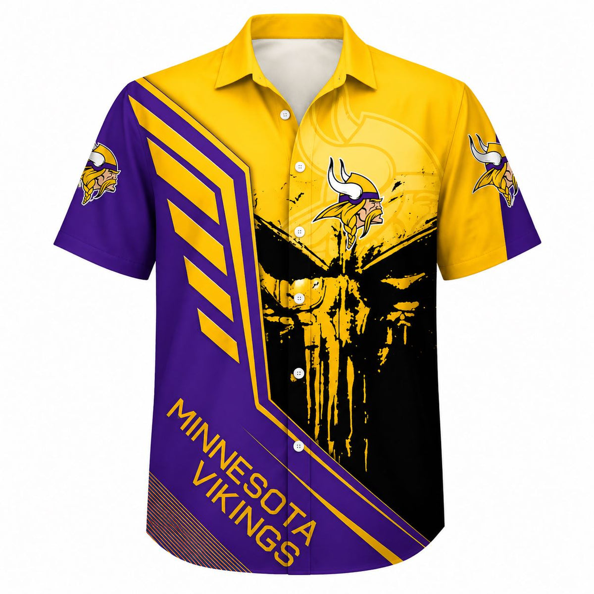 Bold Skull Inspired Minnesota Vikings Hawaiian Shirt