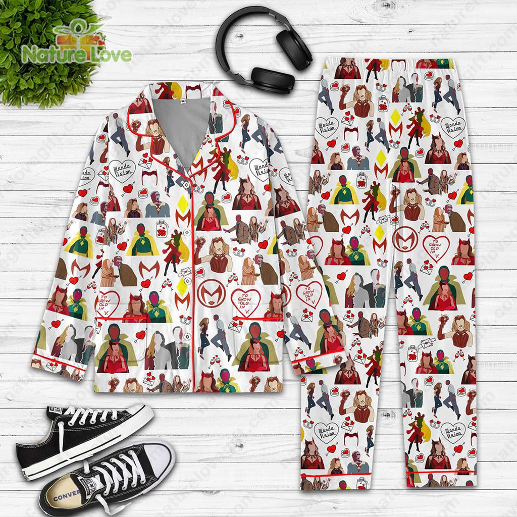 Wandavision Marvel Comics Couples​ Valentine Pajamas Set