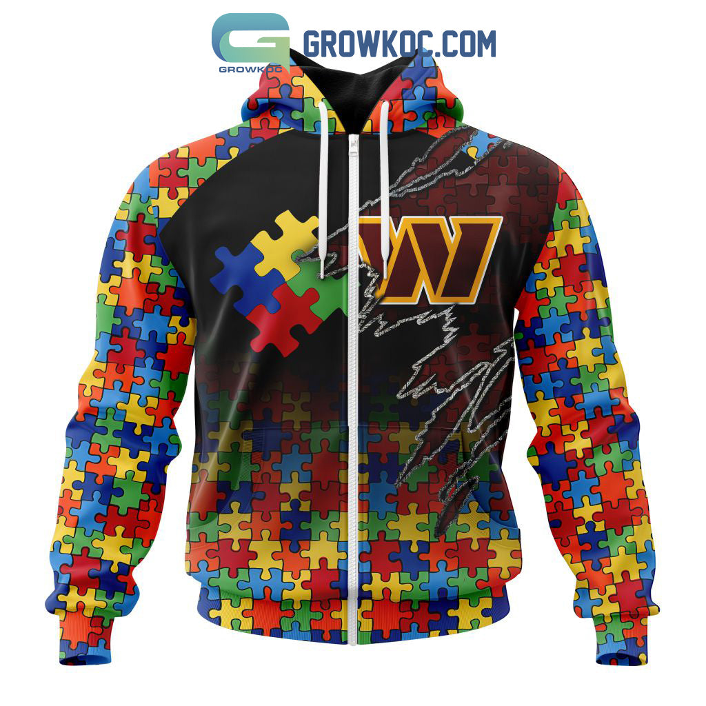 Washington Commanders NFL Special Autism Awareness Design Hoodie T Shirt