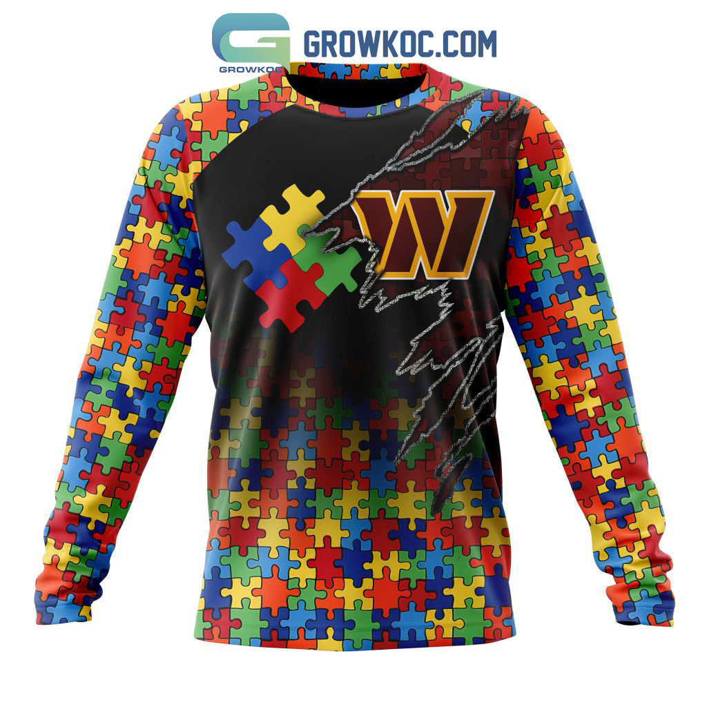 Washington Commanders NFL Special Autism Awareness Design Hoodie T Shirt