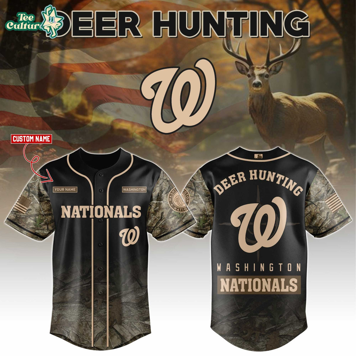 Washington Nationals Deer Hunting Limited Edition Baseball Jersey