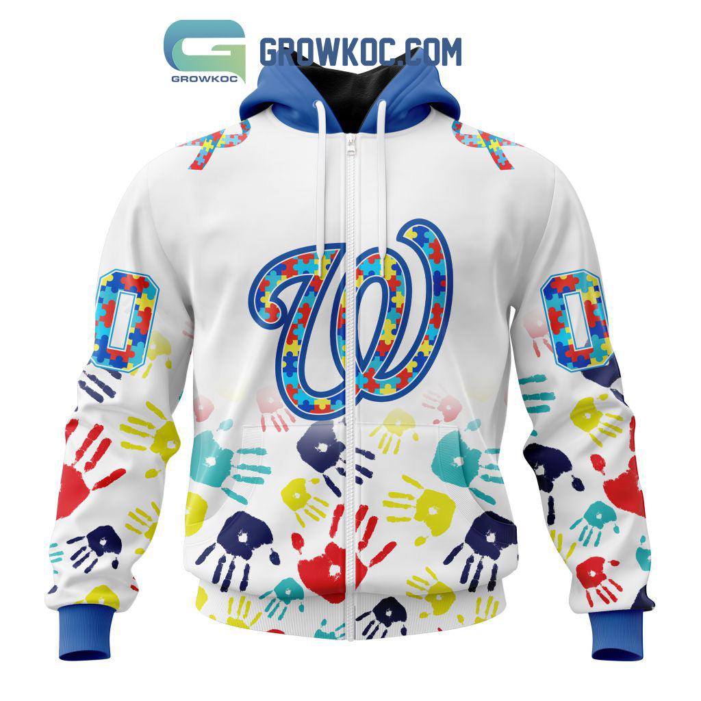 Washington Nationals MLB Autism Awareness Hand Design Personalized Hoodie T Shirt