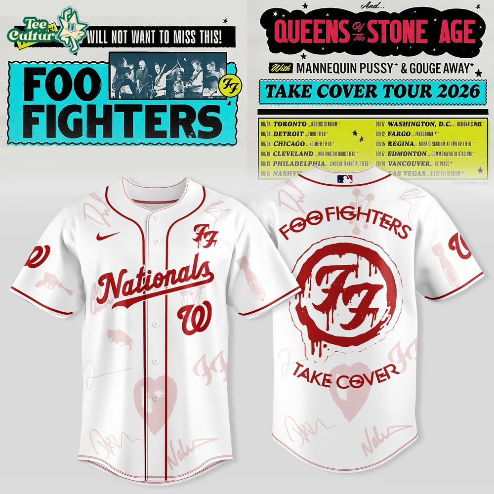 Washington Nationals x 🎸 Foo Fighters – “Take Cover Tour 2026” Jersey Collection