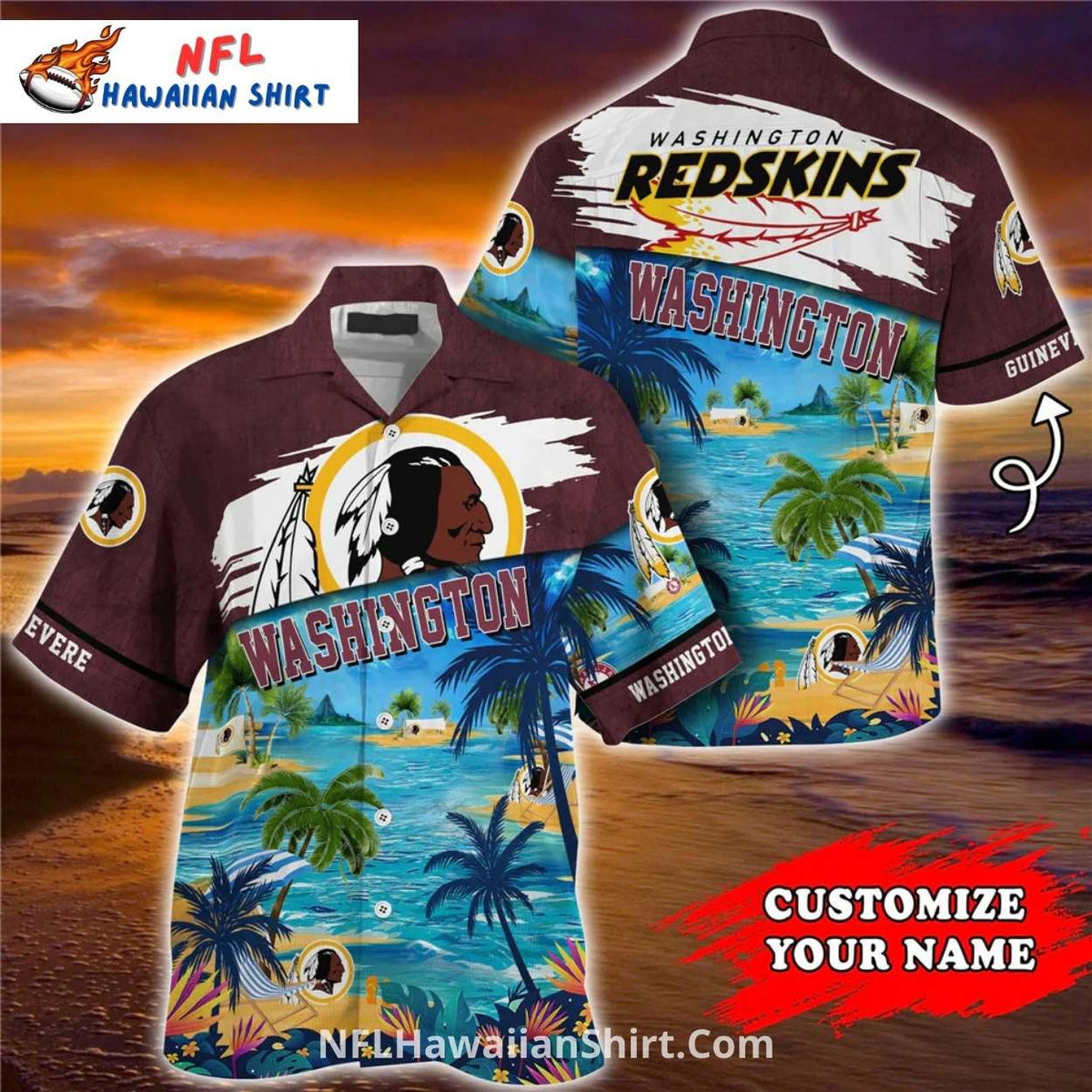 Washington Redskins Beach Tropical Hawaiian Shirt