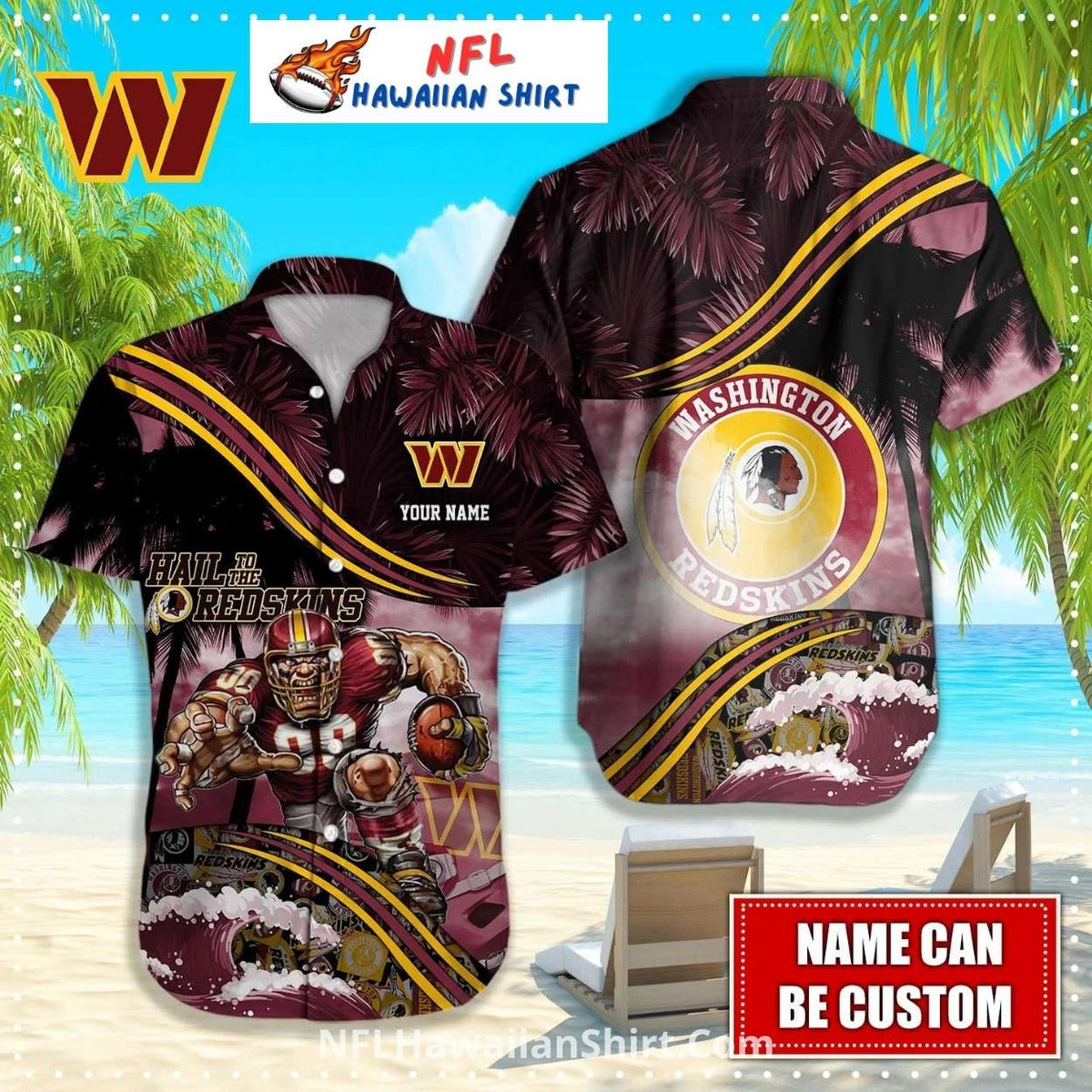 Washington Redskins Beach Wave Football Hawaiian Shirt