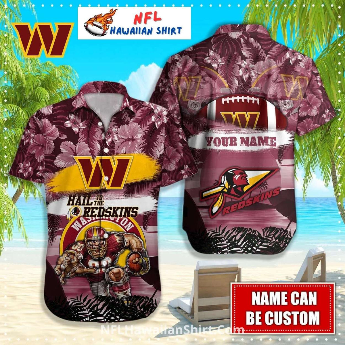 Washington Redskins Floral Football Hawaiian Shirt
