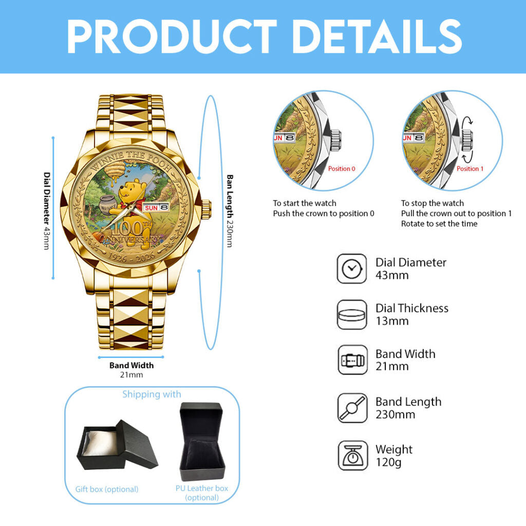 Winnie-the-Pooh 100th Anniversary 2026 Alloy Luxury Quartz Watch - TMTHU5114
