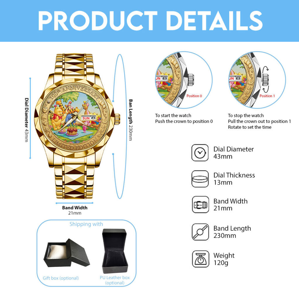 Winnie-the-Pooh 100th Anniversary Alloy Luxury Quartz Watch - TMTHU4723