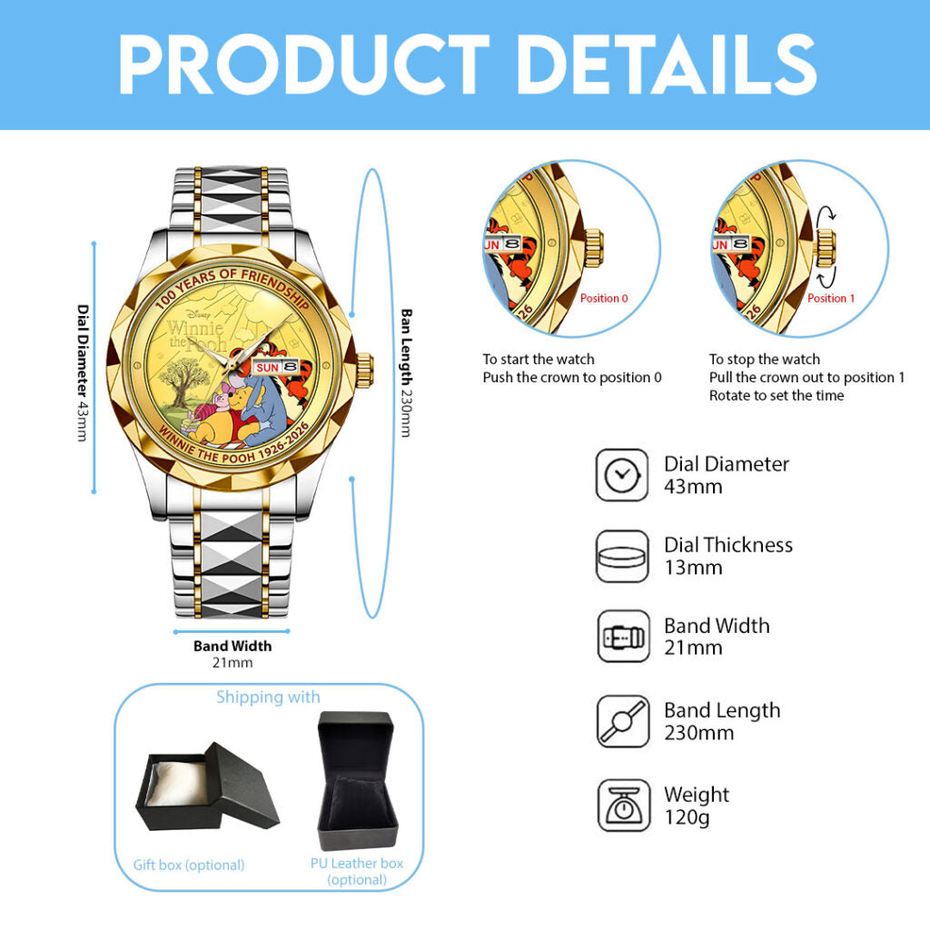 Winnie-the-Pooh 100th Anniversary Alloy Luxury Quartz Watch - HOATT15702